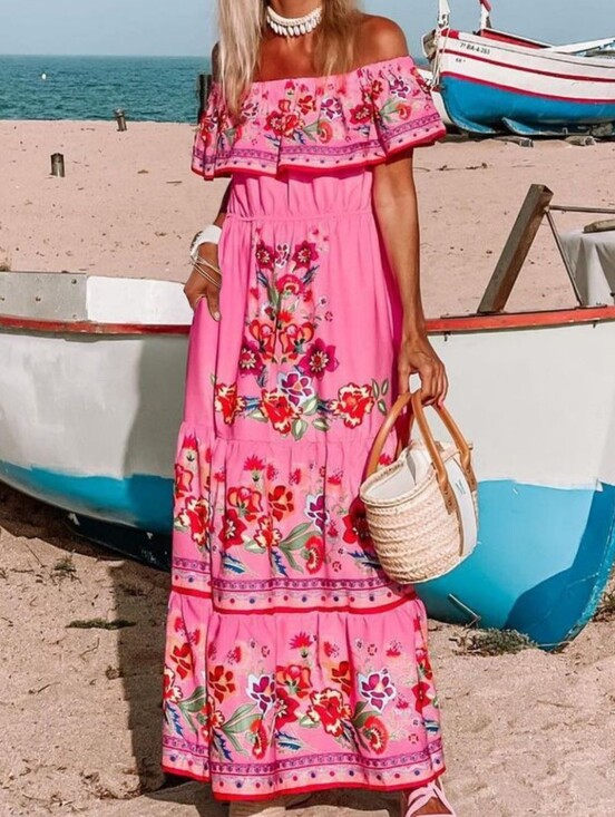 Harmony In Nature Dresses & Skirts - Summer Blossom Ruffle Maxi - Pink